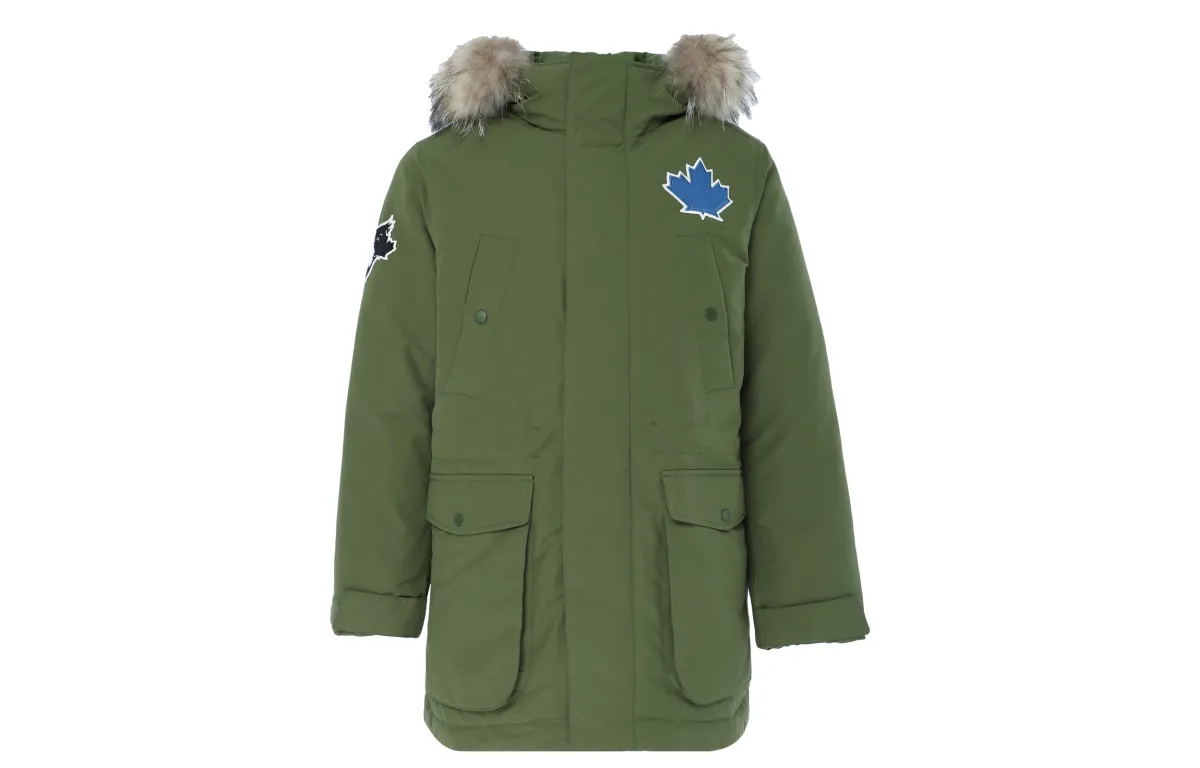 MLB Down Jackets Unisex Army Green Hooded Moderate Straight Fit