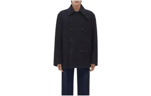 Bottega Veneta Coats Men's Black Lapel Moderate Straight Fit