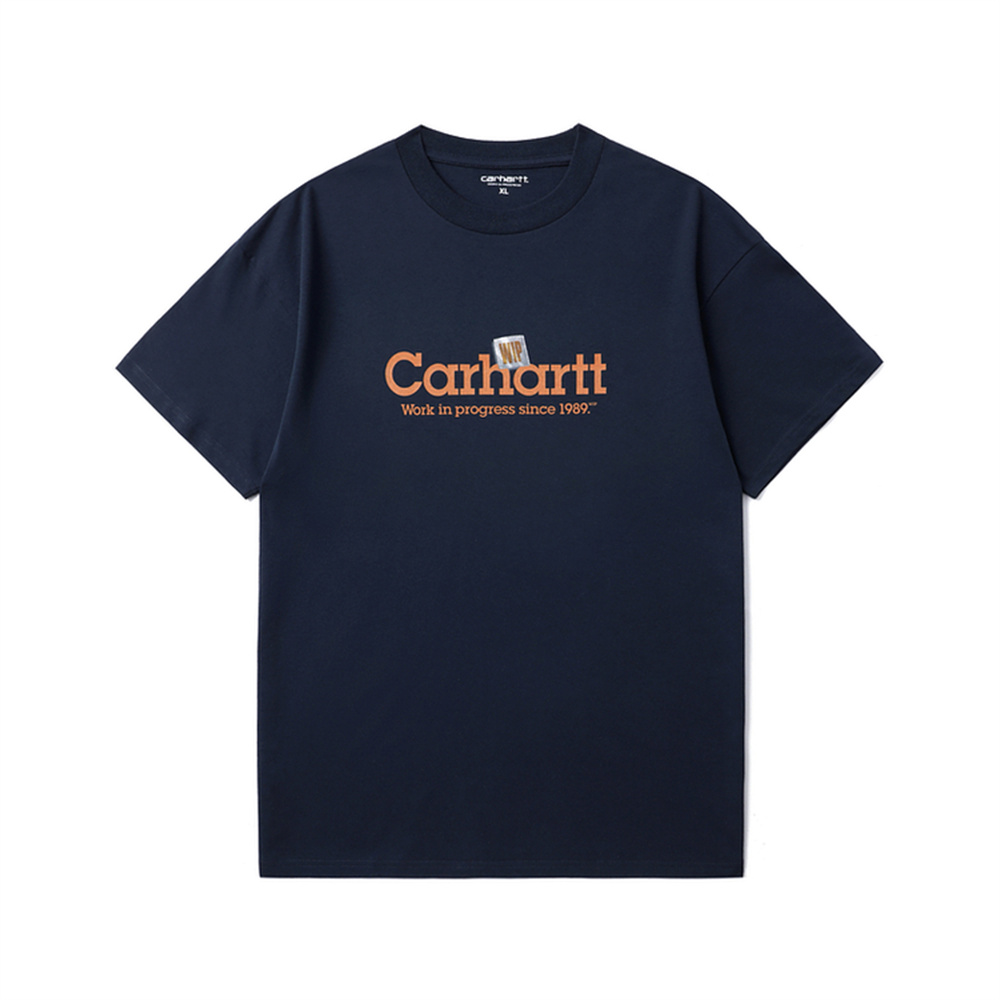 Футболка Carhartt WIP S/S Label Script T-Shirt (темно-синяя)