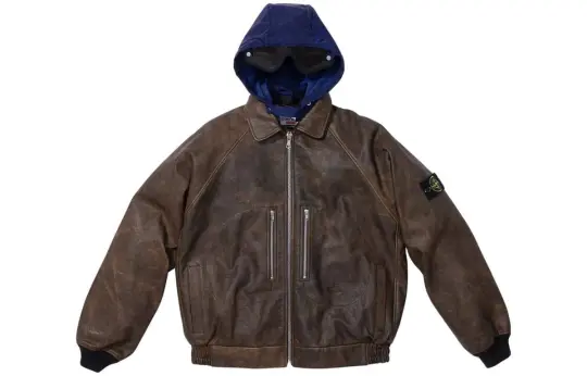 Supreme Stone Island Leather Bomber Jacket