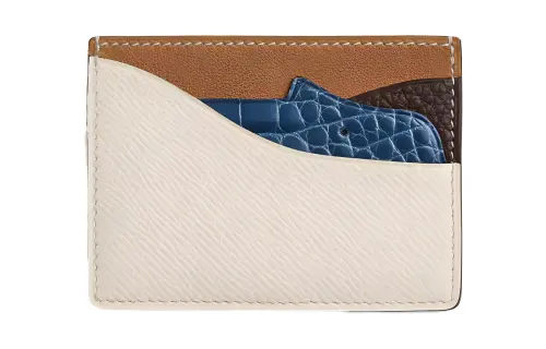 HERMES HISTOIRE NATURELLE Crocodile Leather With Bullhide Card Holder Women's Multicolor
