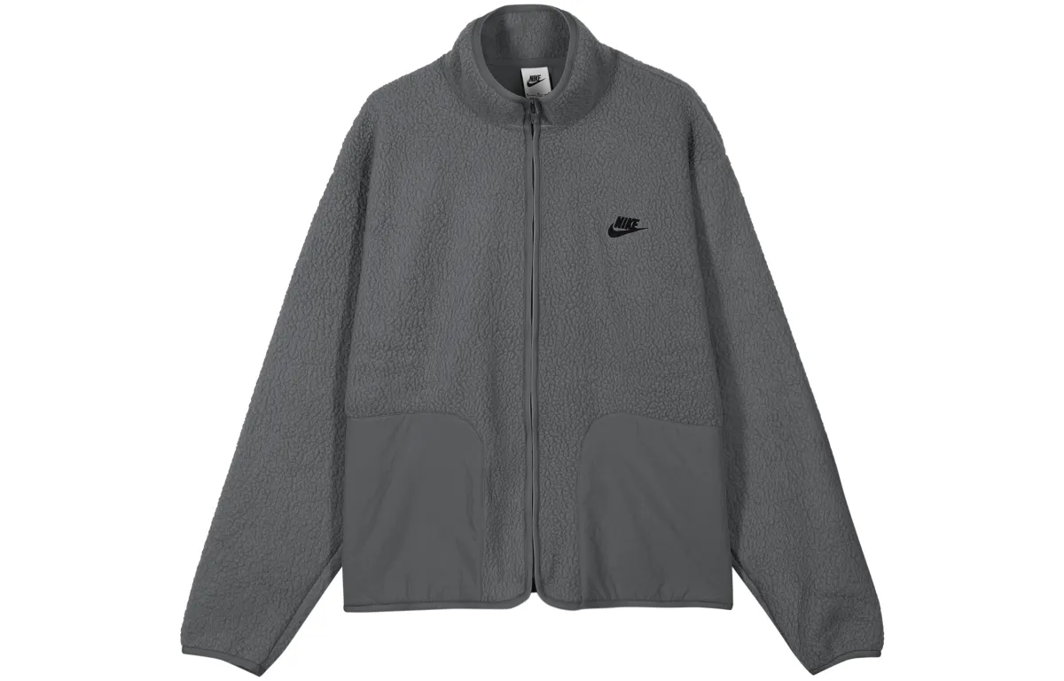 Nike Club Jackets Men's Iron Gray Stand Collar Moderate