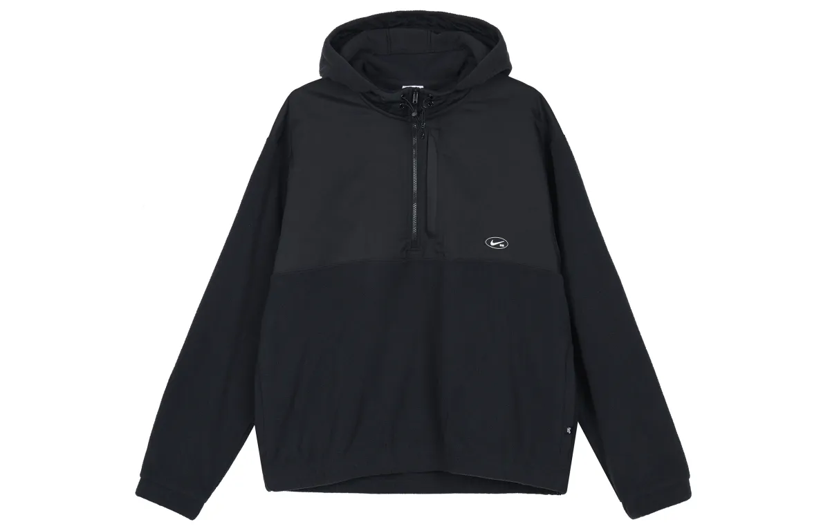 Nike Fleece Paneled Skateboarding Hoodie With Fleece Lining Fleece Clothing Men's Black