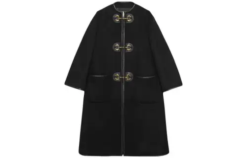 GUCCI Coats Men's Black Lapel Moderate Straight Fit