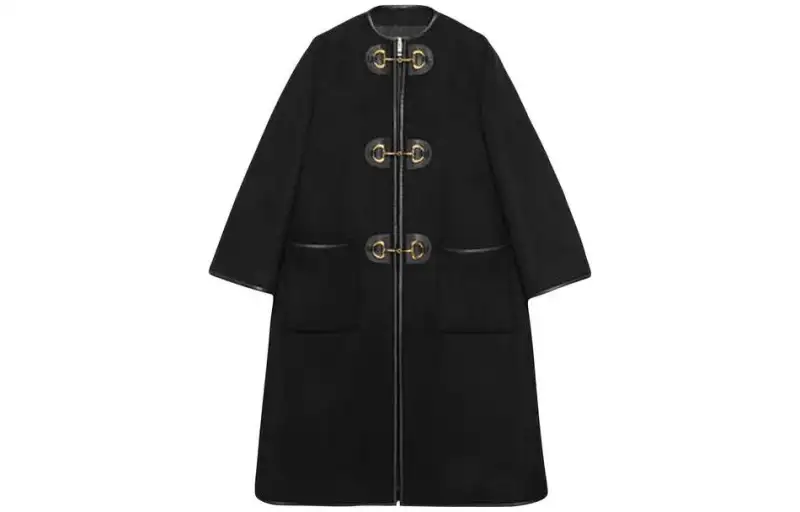 GUCCI Coats Men's Black Lapel Moderate Straight Fit