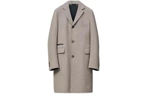 HERMES Coats Men's Gray Suit Collar Moderate Straight Fit