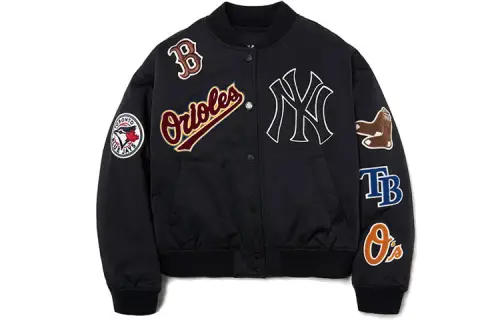 MLB Baseball Jerseys Unisex Black Baseball Collar Moderate Straight Fit