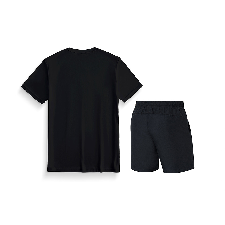 Li Ning Casual Sportswear Men’s Black Short Sleeved Shirt+Black Shorts