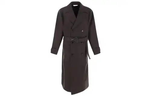 Bottega Veneta Coats Men's Dark Brown Lapel Moderate Straight Fit