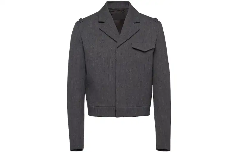 PRADA Jackets Men's Gray Lapel Moderate Other