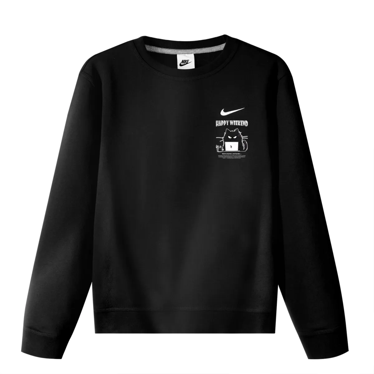 Nike Sweatshirts Unisex Black Crew Neck Moderate Regular
