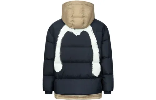 EVISU Down Jackets Men's Dark Navy Blue Hooded Moderate