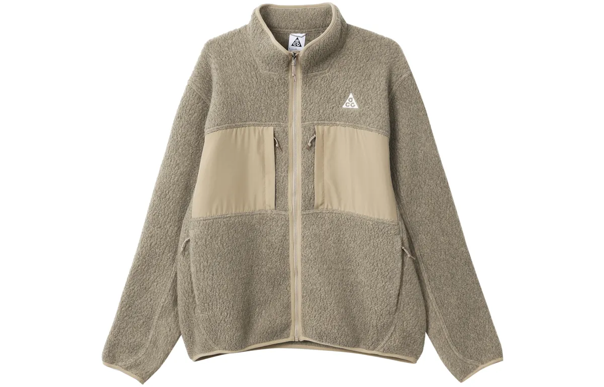 Nike ACG Fleece Tops Men's Khaki Stand Collar Moderate