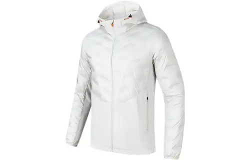 Anta Zippers Thermal Fleece Lined Down Jacket Men's Light Gray