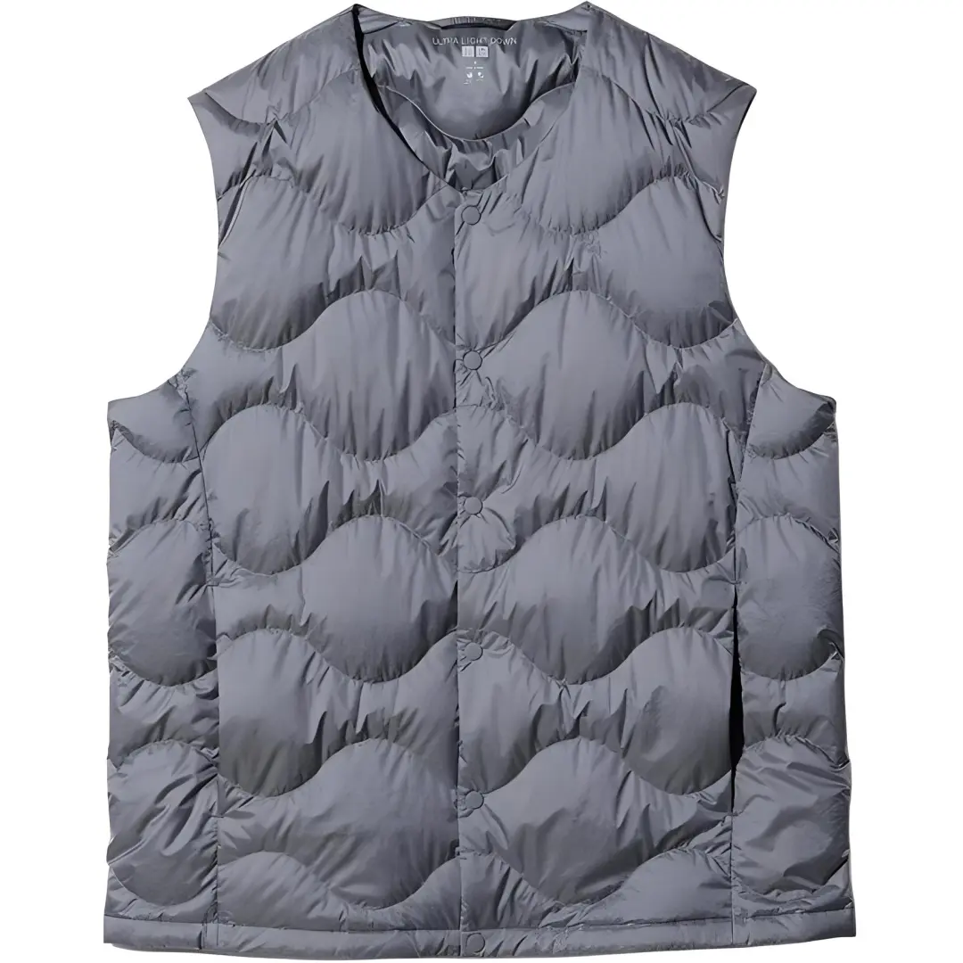 UNIQLO Vests Men's Sky Gray V Neck Moderate Other