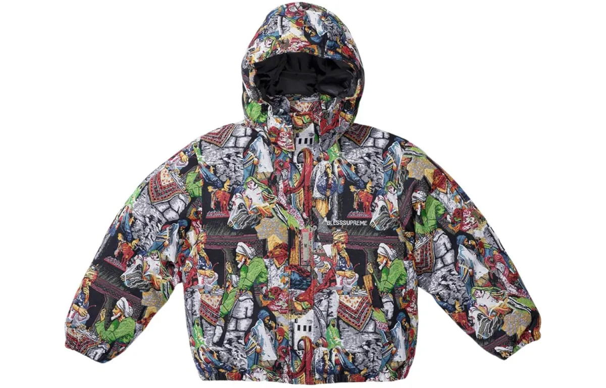 Supreme x Bless Tapestry puffer jacket