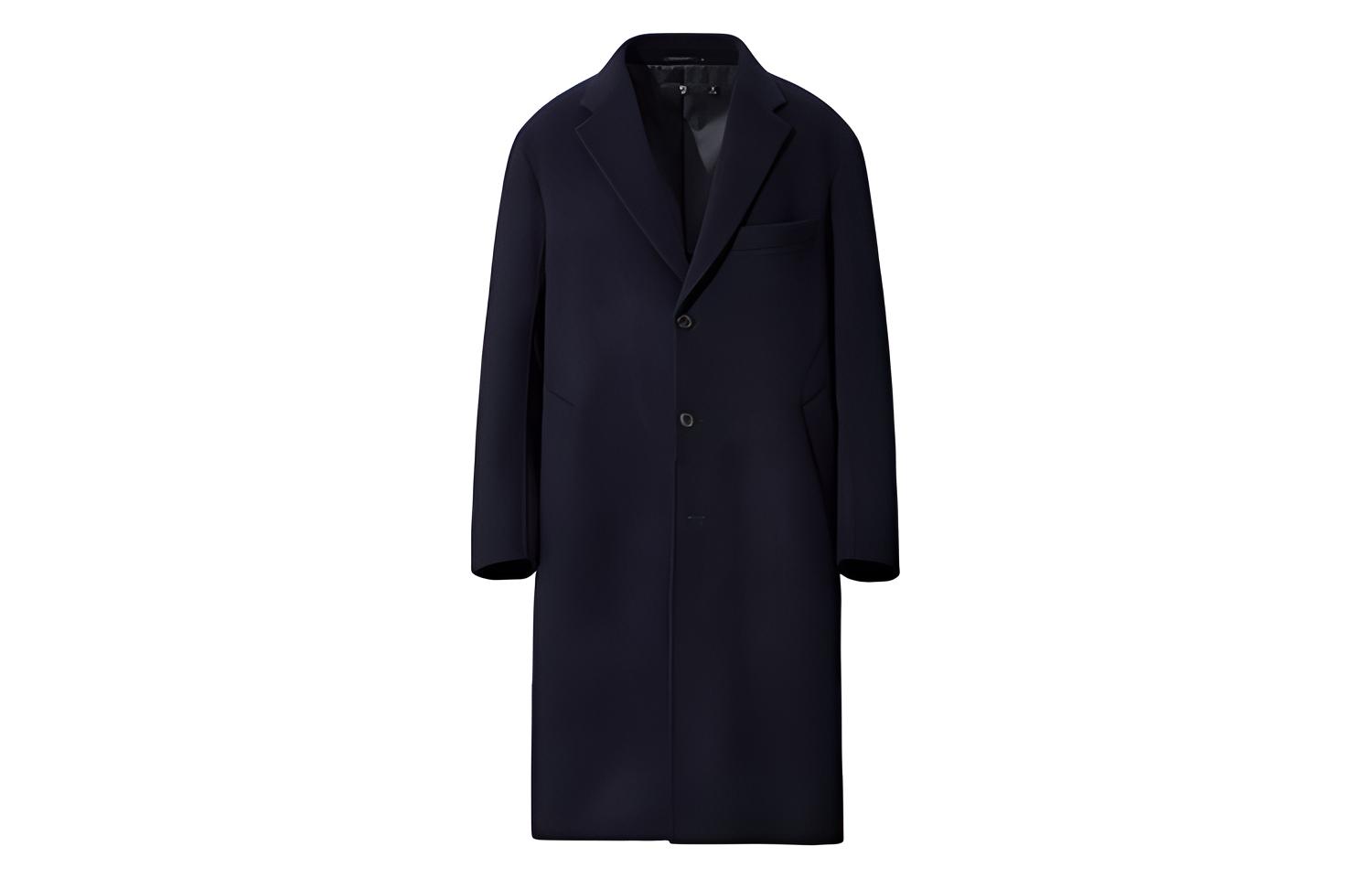 UNIQLO Uniqlo Jil Sander joint model wool blend loose suit single-breasted mid-length coat men's navy blue