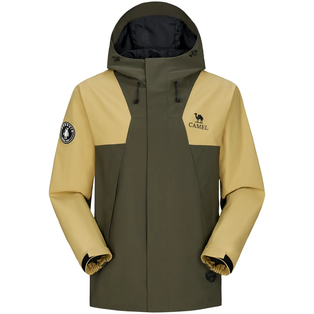 QIE Outdoor Multicolor Waterproof Windproof Abrasion Resistant Adjustable Hooded Single Layer Windbreaker Jacket Unisex