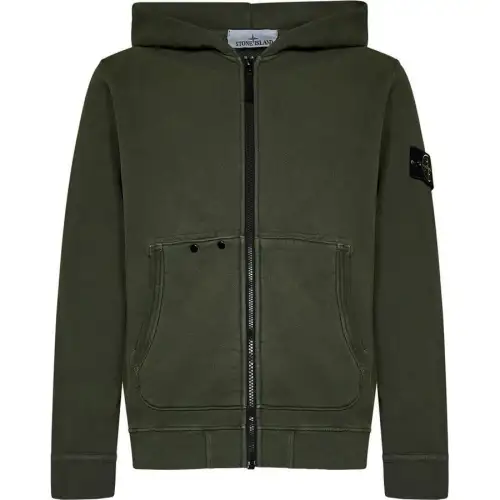 STONE ISLAND Logo Patch Zip Up Hoodie