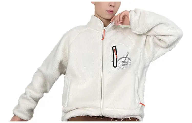 PUMA Velvet Jackets Men's Beige Stand Collar Moderate