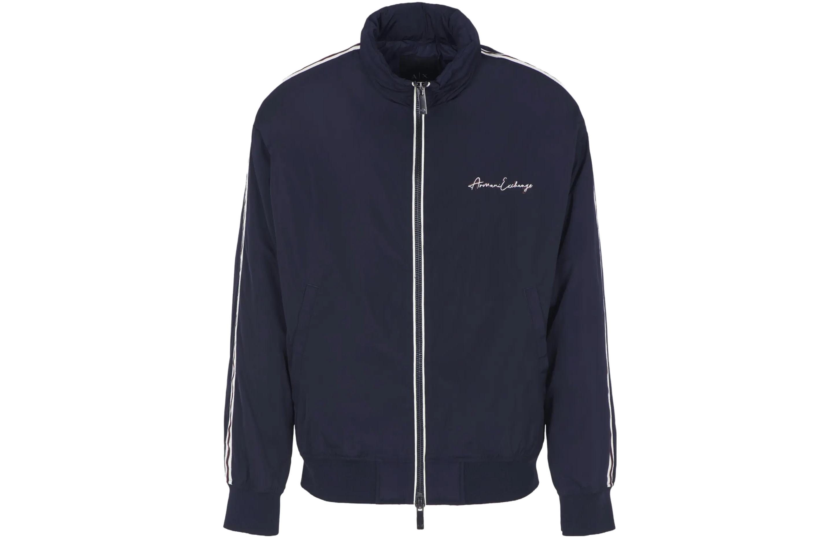 ARMANI EXCHANGE Armani, navy blue down jacket, logo embroidery service