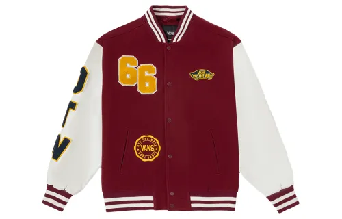 Vans Baseball Jerseys Unisex Burgundy Baseball Collar Moderate Straight Fit