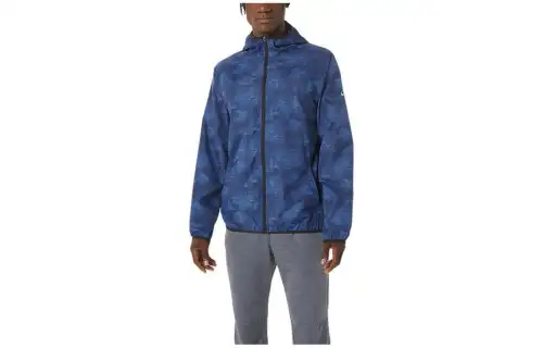 ASICS Jackets Men's Blue Hooded Moderate Other