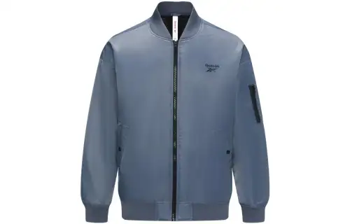 Reebok Jackets Unisex Blue Gray Stand Collar Moderate