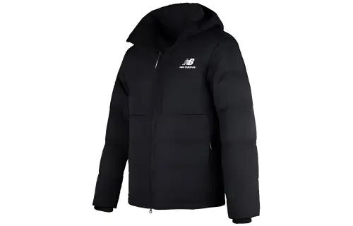 New Balance Down Jackets Men's Black Hooded Thickened Puffer Jacket