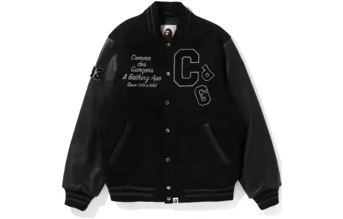 A BATHING APE Baseball Jerseys Men's Black Baseball Collar Moderate Straight Fit