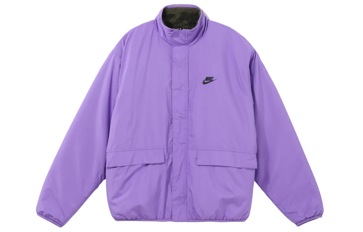 Nike Velvet Jackets Men's Grape Purple/Black Stand Collar Moderate