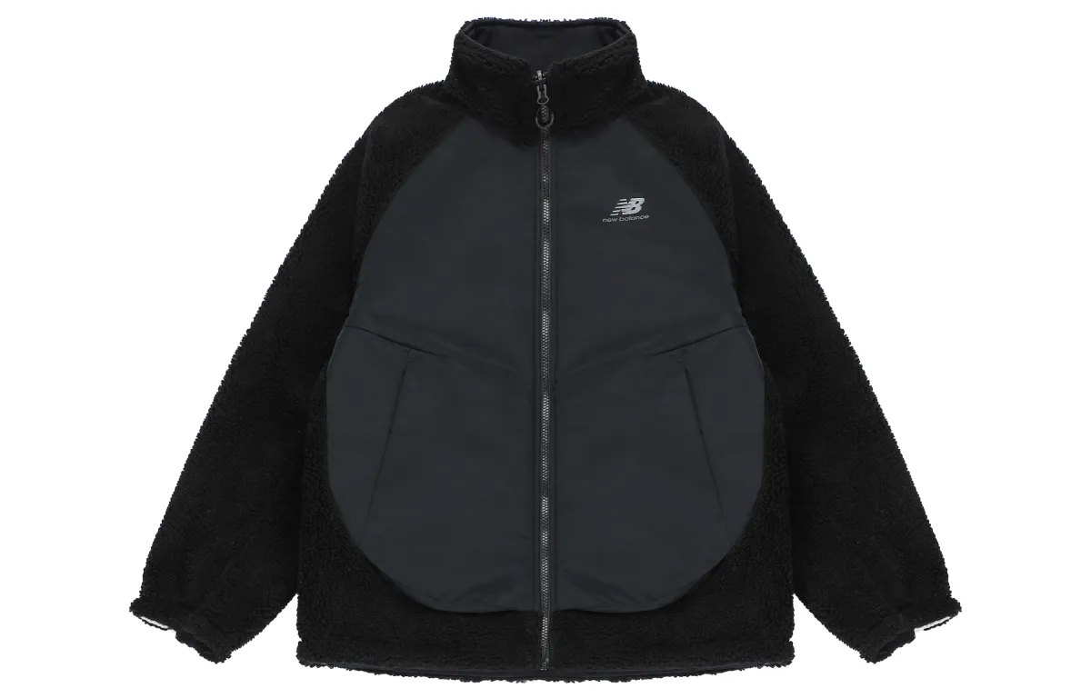New Balance Velvet Jackets Unisex Black Stand Collar Moderate