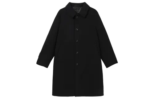 UNIQLO Coats Unisex Navy Blue Lapel Moderate Straight Fit