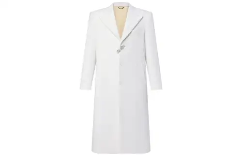 LOUIS VUITTON New Quarterly Products Of LV Coats Men's White Lapel Moderate Straight Fit