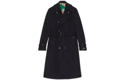 GUCCI Coats Men's Black Lapel Moderate Straight Fit