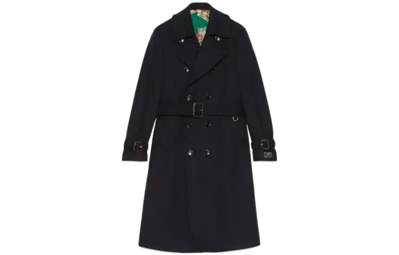 GUCCI Coats Men's Black Lapel Moderate Straight Fit