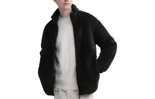 UNIQLO Velvet Jackets Unisex Black Stand Collar Moderate