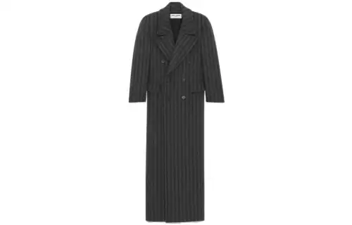 SAINT LAURENT Coats Men's Gray Suit Collar Moderate Straight Fit