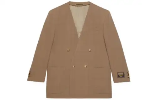GUCCI Jackets Men's Camel V Neck Moderate Other