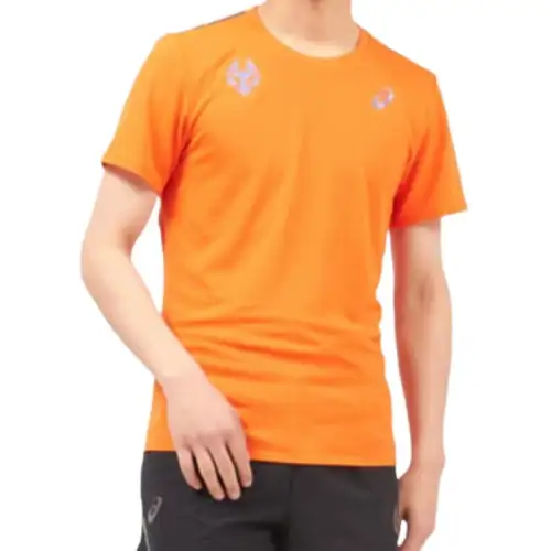 ASICS T Shirts Unisex Orange Crew Neck