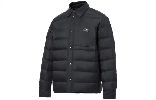 Li Ning Sports Life Collection Down Jackets Men's Black Lapel Moderate Down Jacket