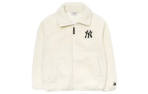MLB Velvet Jackets Unisex Ivory White Lapel Thickened