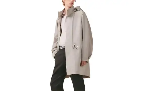 HERMES Coats Men's Light Gray Detachable Hood Moderate Straight Fit