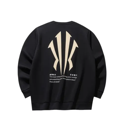Anta Basketball Series Kyrie Irving Series Pullover Sports Simple Casual Versatile Fashion Sweater Uniform for Men and Women Black