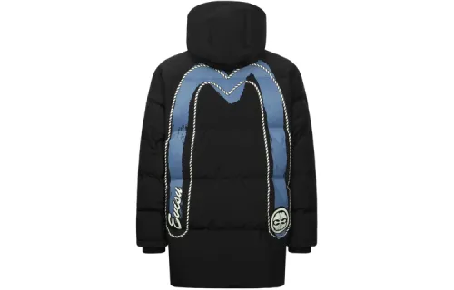 EVISU Down Jackets Men's Black Hooded Moderate Down Jacket
