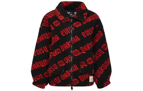 EVISU Velvet Jackets Women's Black Red Lapel Thickened