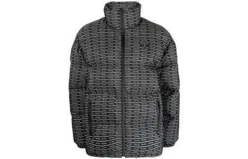 PRADA Down Jackets Men's Black Stand Collar Moderate Other