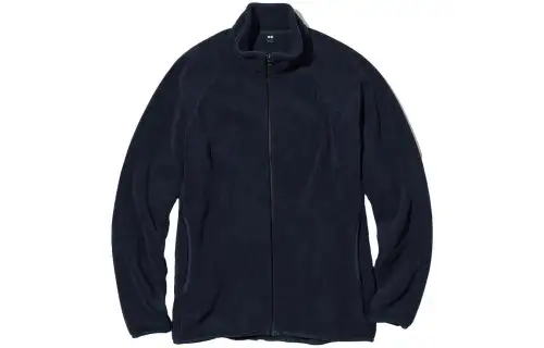 UNIQLO Velvet Jackets Unisex Navy Blue Stand Collar Moderate