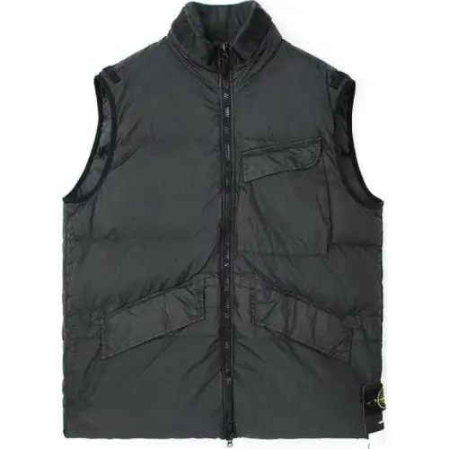 STONE ISLAND Vests Unisex Gray Stand Collar Other