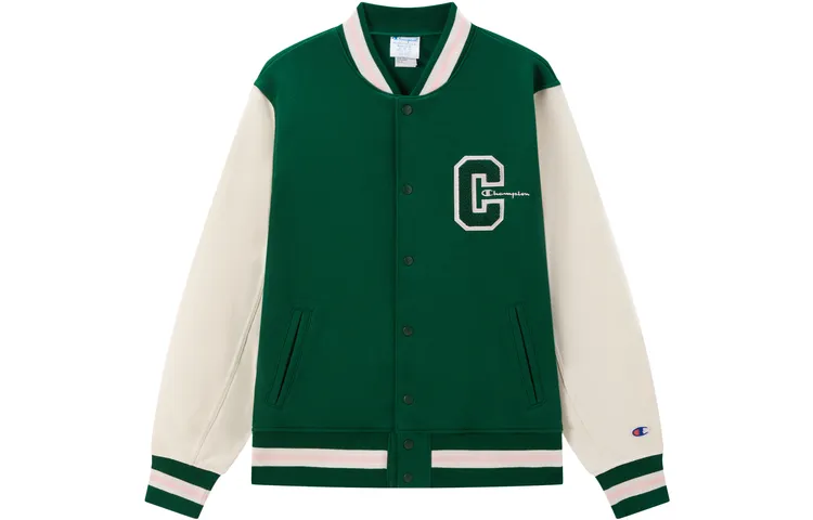 Champion Baseball Jackets Unisex Baseball Collar Thickened And Fleece-Lined Straight Fit